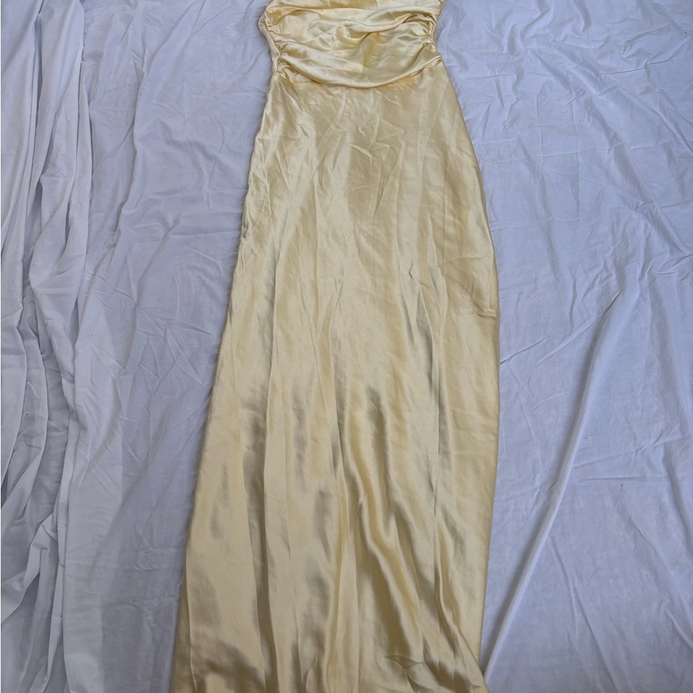 Runaway the Label Yellow Satin Maxi Dress